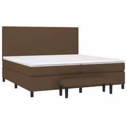 vidaXL Giroletto a Molle con Materasso Marrone Scuro 200x200cm Tessuto - Vista aggiuntiva 3