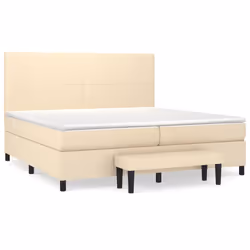 vidaXL Giroletto a Molle con Materasso Crema 200x200 cm in Tessuto - Vista aggiuntiva 2