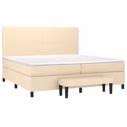 vidaXL Giroletto a Molle con Materasso Crema 200x200 cm in Tessuto - Vista aggiuntiva 3
