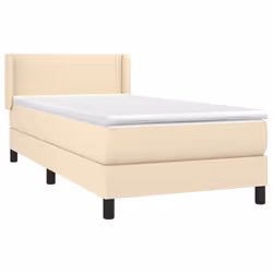 vidaXL Giroletto a Molle con Materasso Crema 90x200 cm inTessuto - Vista aggiuntiva 3