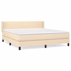 vidaXL Giroletto a Molle con Materasso Crema 160x200 cm in Tessuto - Vista aggiuntiva 2