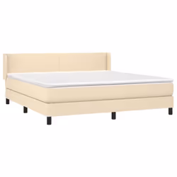 vidaXL Giroletto a Molle con Materasso Crema 160x200 cm in Tessuto - Vista aggiuntiva 3