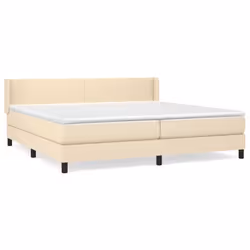 vidaXL Giroletto a Molle con Materasso Crema 200x200 cm in Tessuto - Vista aggiuntiva 2