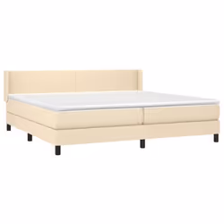 vidaXL Giroletto a Molle con Materasso Crema 200x200 cm in Tessuto - Vista aggiuntiva 3