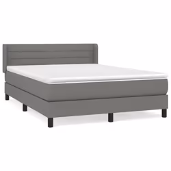 vidaXL Giroletto a Molle con Materasso Grigio Scuro 140x190 cm Tessuto - Vista aggiuntiva 2