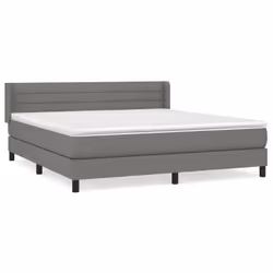 vidaXL Giroletto a Molle con Materasso Grigio Scuro 160x200 cm Tessuto - Vista aggiuntiva 2