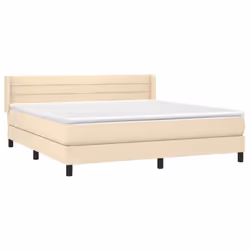 vidaXL Giroletto a Molle con Materasso Crema 160x200 cm in Tessuto - Vista aggiuntiva 3