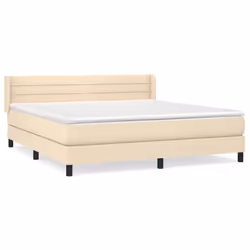 vidaXL Giroletto a Molle con Materasso Crema 180x200 cm in Tessuto - Vista aggiuntiva 2