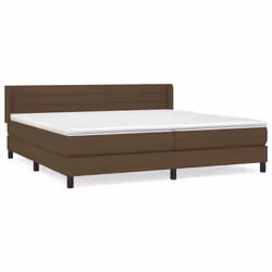 vidaXL Giroletto a Molle con Materasso Marrone Scuro 200x200cm Tessuto - Vista aggiuntiva 2