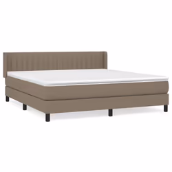 vidaXL Giroletto a Molle con Materasso Tortora 160x200 cm in Tessuto - Vista aggiuntiva 2