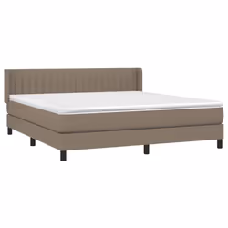 vidaXL Giroletto a Molle con Materasso Tortora 160x200 cm in Tessuto - Vista aggiuntiva 3