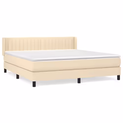 vidaXL Giroletto a Molle con Materasso Crema 180x200 cm in Tessuto - Vista aggiuntiva 2