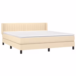vidaXL Giroletto a Molle con Materasso Crema 180x200 cm in Tessuto - Vista aggiuntiva 3