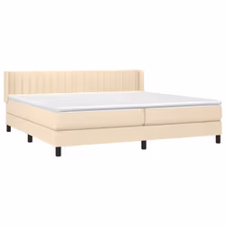 vidaXL Giroletto a Molle con Materasso Crema 200x200 cm in Tessuto - Vista aggiuntiva 3
