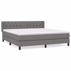 vidaXL Giroletto a Molle con Materasso Grigio Scuro 160x200 cm Tessuto - Vista aggiuntiva 2