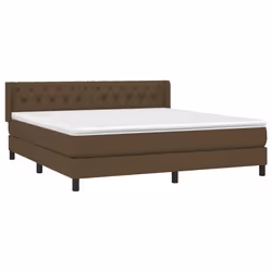 vidaXL Giroletto a Molle con Materasso Marrone Scuro 160x200cm Tessuto - Vista aggiuntiva 3