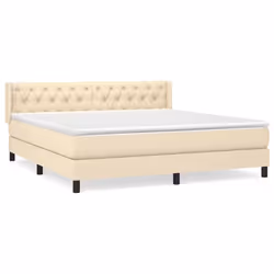vidaXL Giroletto a Molle con Materasso Crema 160x200 cm in Tessuto - Vista aggiuntiva 2