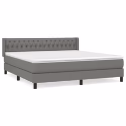 vidaXL Giroletto a Molle con Materasso Grigio Scuro 180x200 cm Tessuto - Vista aggiuntiva 3