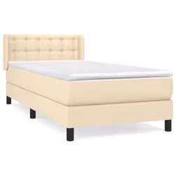 vidaXL Giroletto a Molle con Materasso Crema 90x200 cm inTessuto - Vista aggiuntiva 2