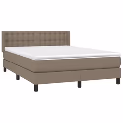 vidaXL Giroletto a Molle con Materasso Tortora 140x200 cm in Tessuto - Vista aggiuntiva 3