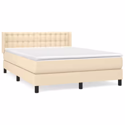vidaXL Giroletto a Molle con Materasso Crema 140x200 cm in Tessuto - Vista aggiuntiva 2