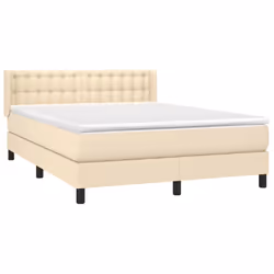 vidaXL Giroletto a Molle con Materasso Crema 140x200 cm in Tessuto - Vista aggiuntiva 3