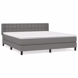 vidaXL Giroletto a Molle con Materasso Grigio Scuro 160x200 cm Tessuto - Vista aggiuntiva 2