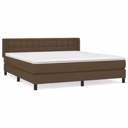 vidaXL Giroletto a Molle con Materasso Marrone Scuro 160x200cm Tessuto - Vista aggiuntiva 2