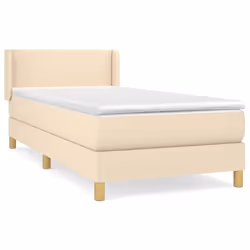vidaXL Giroletto a Molle con Materasso Crema 80x200 cm inTessuto - Vista aggiuntiva 2
