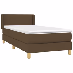 vidaXL Giroletto a Molle con Materasso Marrone Scuro 90x200 cm Tessuto - Vista aggiuntiva 3
