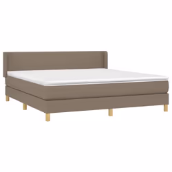 vidaXL Giroletto a Molle con Materasso Tortora 160x200 cm in Tessuto - Vista aggiuntiva 3