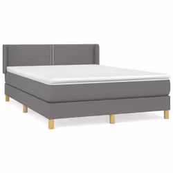 vidaXL Giroletto a Molle con Materasso Grigio Scuro 140x200cm Tessuto - Vista aggiuntiva 2