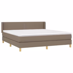 vidaXL Giroletto a Molle con Materasso Tortora 180x200 cm in Tessuto - Vista aggiuntiva 3