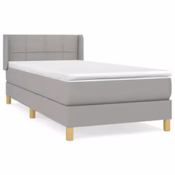 vidaXL Giroletto a Molle con Materasso Grigio Chiaro 90x200 cm Tessuto - Vista aggiuntiva 2