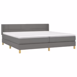vidaXL Giroletto a Molle con Materasso Grigio Scuro 200x200 cm Tessuto - Vista aggiuntiva 3