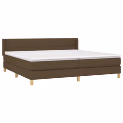 vidaXL Giroletto a Molle con Materasso Marrone Scuro 200x200cm Tessuto - Vista aggiuntiva 3