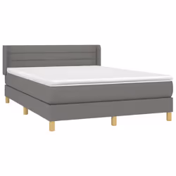 vidaXL Giroletto a Molle con Materasso Grigio Scuro 140x190 cm Tessuto - Vista aggiuntiva 3