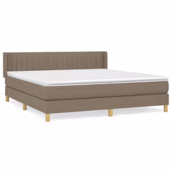 vidaXL Giroletto a Molle con Materasso Tortora 160x200 cm in Tessuto - Vista aggiuntiva 2