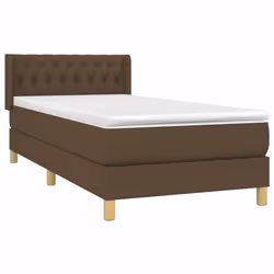 vidaXL Giroletto a Molle con Materasso Marrone Scuro 90x200 cm Tessuto - Vista aggiuntiva 3
