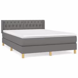 vidaXL Giroletto a Molle con Materasso Grigio Scuro 140x190 cm Tessuto - Vista aggiuntiva 2