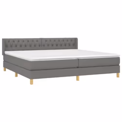 vidaXL Giroletto a Molle con Materasso Grigio Scuro 200x200 cm Tessuto - Vista aggiuntiva 3