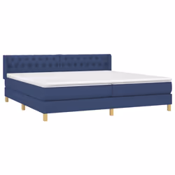 vidaXL Giroletto a Molle con Materasso Blu 200x200 cm in Tessuto - Vista aggiuntiva 3