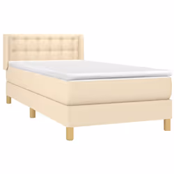 vidaXL Giroletto a Molle con Materasso Crema 80x200 cm inTessuto - Vista aggiuntiva 3