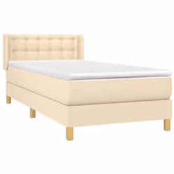 vidaXL Giroletto a Molle con Materasso Crema 90x200 cm inTessuto - Vista aggiuntiva 3
