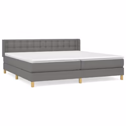 vidaXL Giroletto a Molle con Materasso Grigio Scuro 200x200 cm Tessuto - Vista aggiuntiva 2