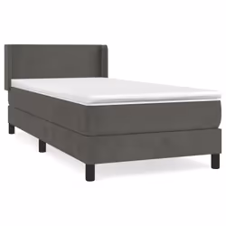 vidaXL Giroletto a Molle con Materasso Grigio Scuro 80x200 cm Velluto - Vista aggiuntiva 2
