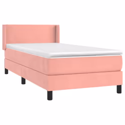 vidaXL Giroletto a Molle con Materasso Rosa 90x190 cm in Velluto - Vista aggiuntiva 3