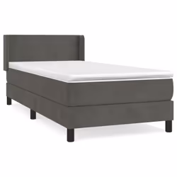 vidaXL Giroletto a Molle con Materasso Grigio Scuro 90x200 cm Velluto - Vista aggiuntiva 2