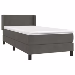 vidaXL Giroletto a Molle con Materasso Grigio Scuro 90x200 cm Velluto - Vista aggiuntiva 3