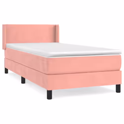 vidaXL Giroletto a Molle con Materasso Rosa 90x200 cm in Velluto - Vista aggiuntiva 2